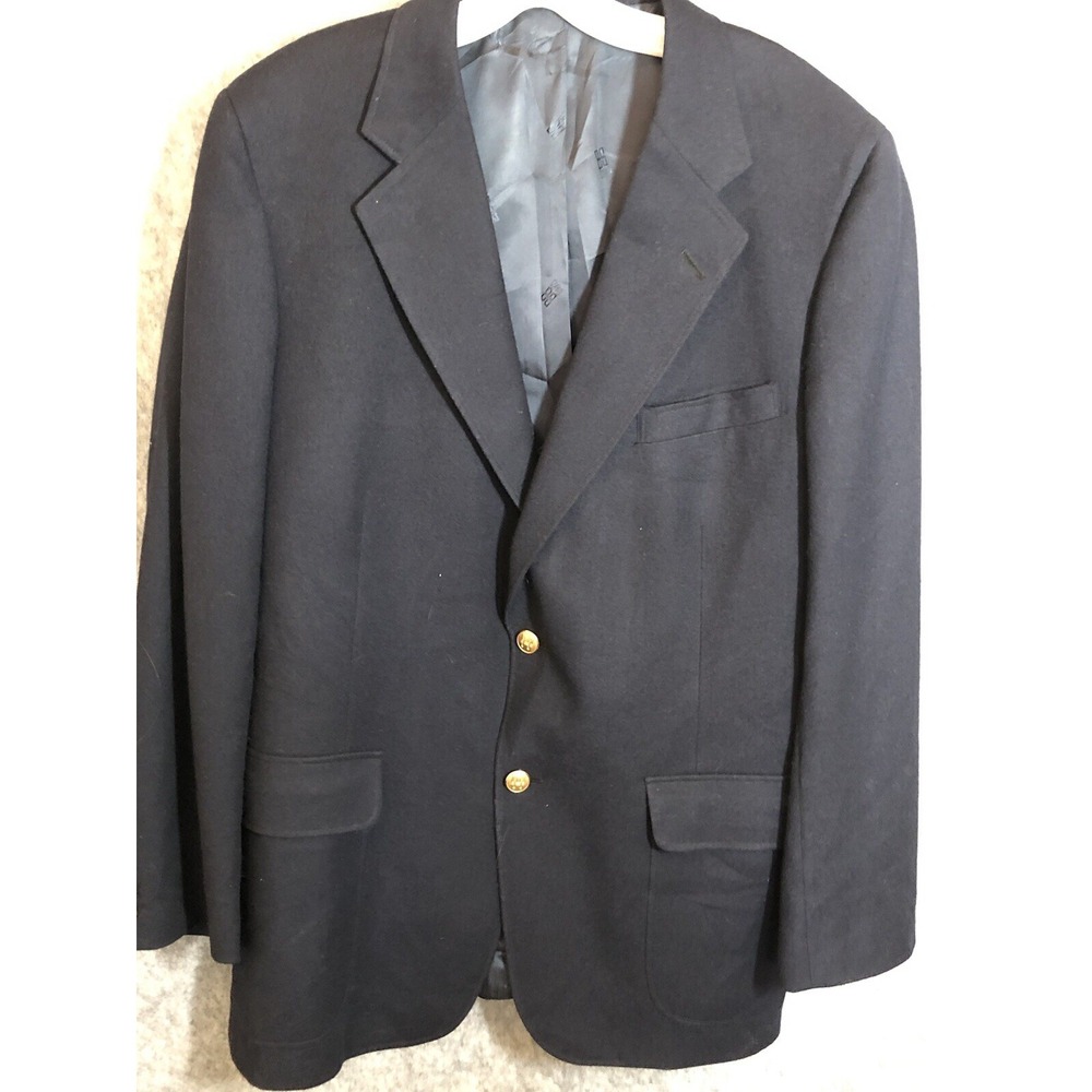 DAKS Blazer Men 42 Blue 100% Wool‎ London Sports Coat Jacket Career Casual